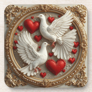 Elegant Pair of Doves Symbolising Love and Unity Coaster