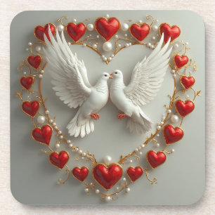 Elegant Pair of Doves Symbolising Love and Unity Coaster