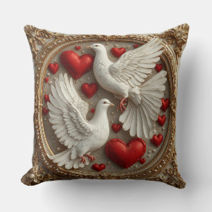 Elegant Pair of Doves Symbolising Love and Unity Cushion