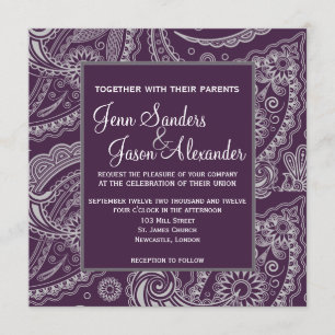 Elegant Paisley Formal Wedding Invitation
