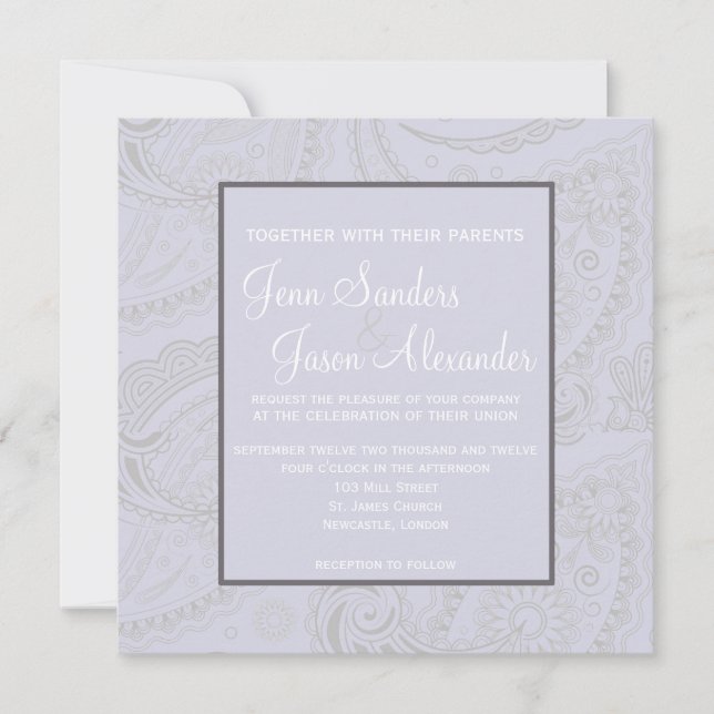 Elegant Paisley Formal Wedding Invitation (Front)