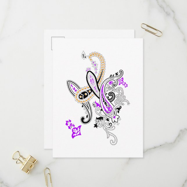 Elegant Paisley Invitation Postcard (Front/Back In Situ)