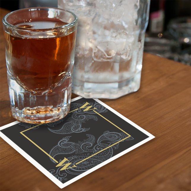 Elegant Paisley Monogram Initial Napkin (Creator Uploaded)