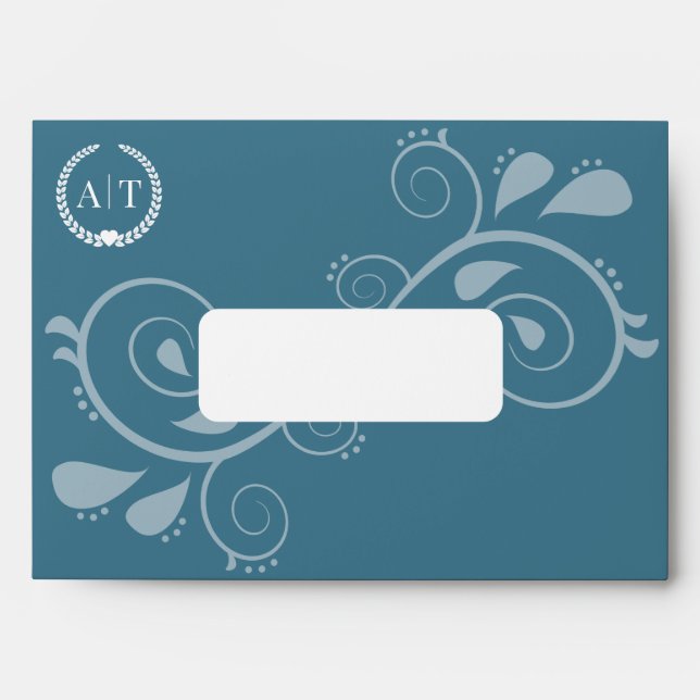 Elegant Paisley Monogram with Return Address Envelope (Front)