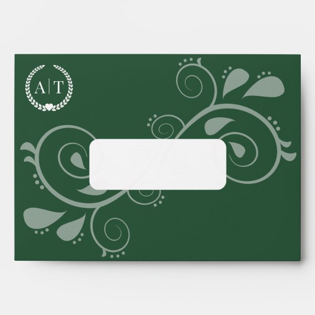 Elegant Paisley Monogram with Return Address Envelope (Front)