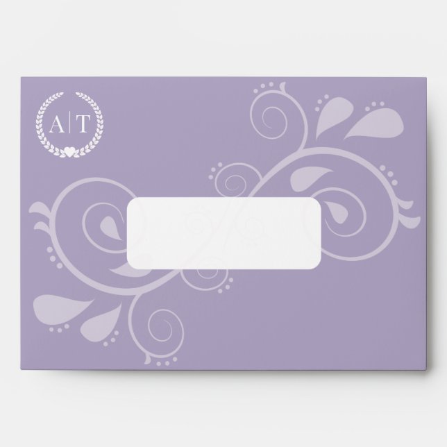 Elegant Paisley Monogram with Return Address Envelope (Front)