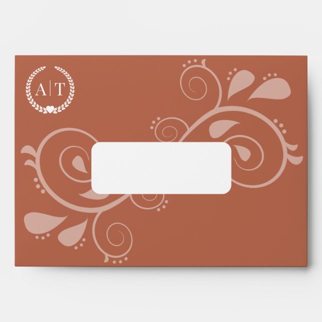 Elegant Paisley Monogram with Return Address Envelope (Front)