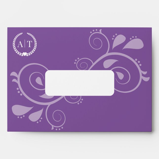Elegant Paisley Monogram with Return Address Envelope (Front)