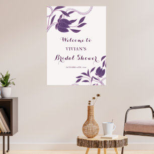 Elegant Paisley Purple Bridal Shower Welcome Poster