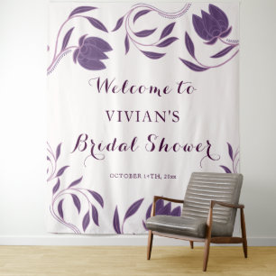 Elegant Paisley Purple Bridal Shower Welcome Tapestry