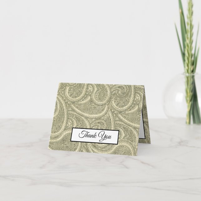 elegant paisley whimsical botanical lace thank you card (Front)