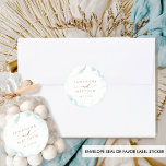 Elegant Pale Blue and Green Watercolor Wedding Classic Round Sticker<br><div class="desc">Elegant envelope seal or favour sticker with delicate watercolor stains in  turquoise,  aqua,  dusty blue and soft green hues. Gold decorative accents. Part of our "Airy Blue and Green Watercolor" collection with variety of coordinating products.</div>