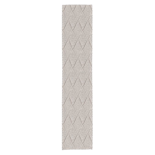 Elegant Pale Cream Faux Diamond Knit Pattern  Short Table Runner (Front)