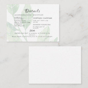 Elegant Pale Foliage Cash Bar & Shuttle Enclosure Card