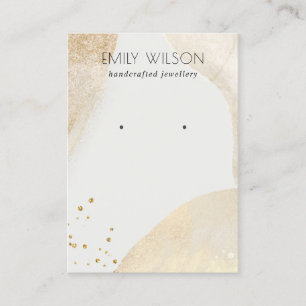 Elegant Pale Gold Abstract Shape Earring Display Business Card
