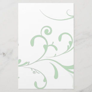 Elegant Pale Green Flourish Stationery