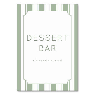 Elegant Pale Green Minimalist Dessert Bar Sign Table Number