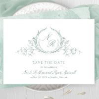 Elegant Pale Green Watercolor Monogram Calligraphy
