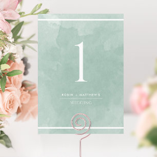 Elegant Pale Green Watercolor Table Number