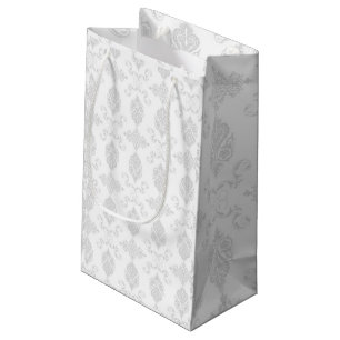 Elegant Pale Grey & White, Weddings Small Gift Bag