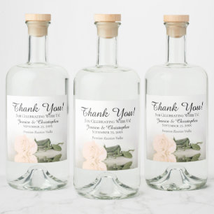 Elegant Pale Peach Rose Chic Wedding Thank You Liquor Bottle Label
