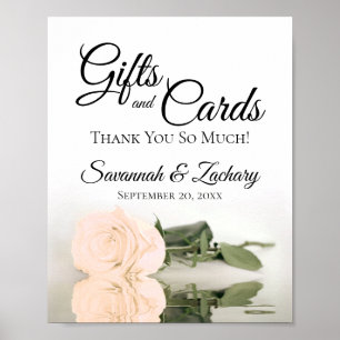 Elegant Pale Peach Rose Gifts & Cards Wedding Sign