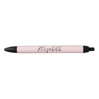Elegant Pale Pink and Black Cursive Script Name