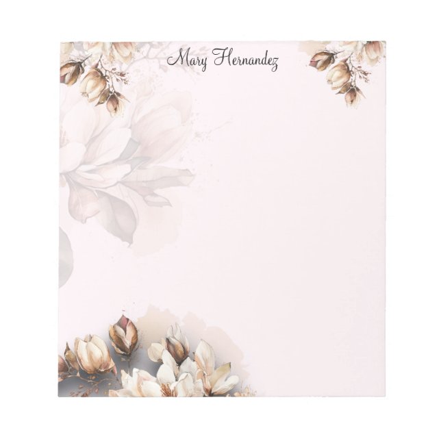 Elegant Pale Pink Floral Custom  Notepad (Front)
