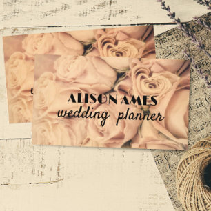 elegant pale pink roses event or wedding planner business card
