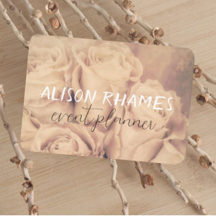 elegant pale pink roses event planner or customise business card