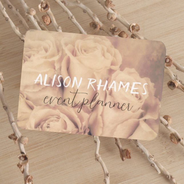 elegant pale pink roses event planner or customise business card (Creator Uploaded)