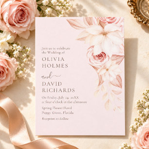 Elegant Pale Pink Roses Wedding Invitation