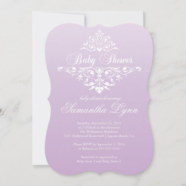 Elegant Pale Purple Ombre Baby Shower Invitation (Front)