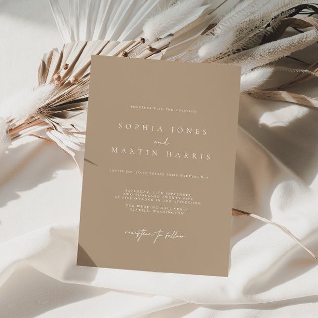 Elegant Pale Taupe Minimalist Wedding Invitation (Creator Uploaded)