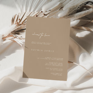 Elegant Pale Taupe Modern Bridal Shower Invitation