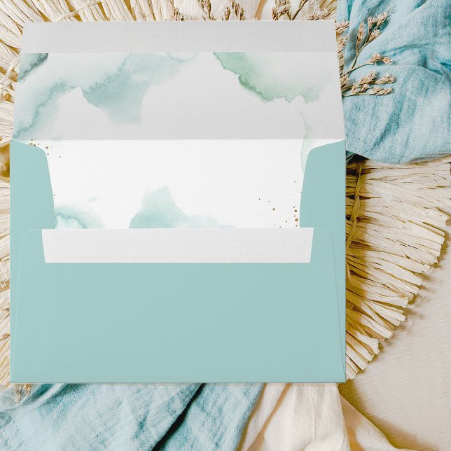 Elegant Pale Turquoise with Watercolor Stains Envelope (Creator Uploaded)