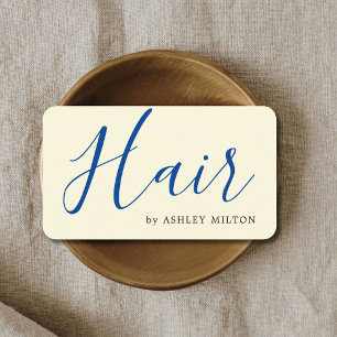 Elegant Pale Yellow Blue Hair Stylist Business Card