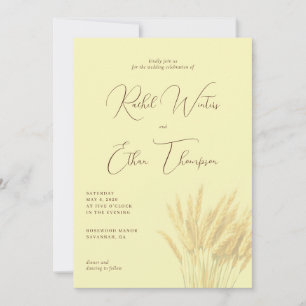 Elegant Pale Yellow Wheat Stalks Invitation