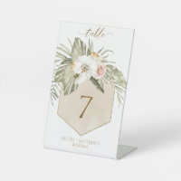 Elegant Palm Leaves Floral Cream Table Number