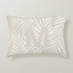 Elegant Palm Leaves Milk Cappuccino Pattern Decorative Cushion