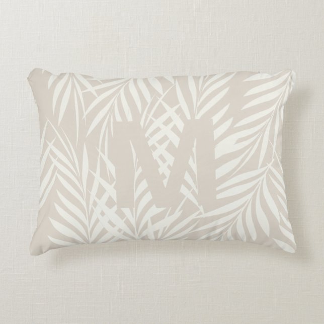 Elegant Palm Leaves Milk Cappuccino Pattern Decorative Cushion (Front)