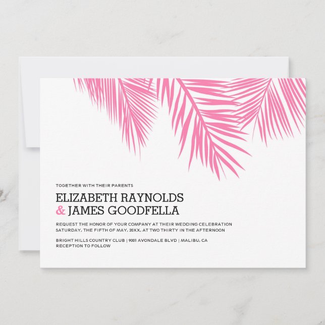 Elegant Palm Tree Beach Wedding Invitations (Front)
