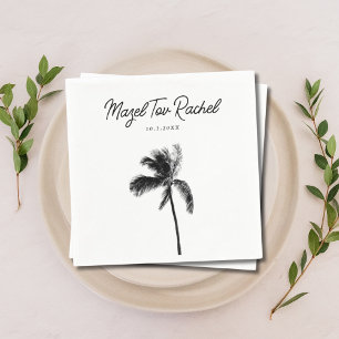 Elegant Palm Tree Mazel Tov Bat Mitzvah Napkins
