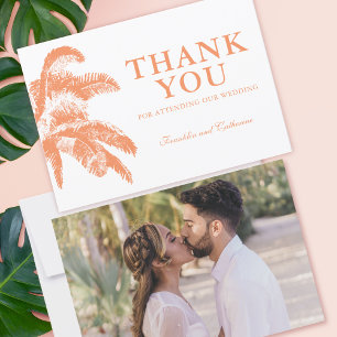 Elegant Palm Tree Tropical Wedding Photo Thank You Card