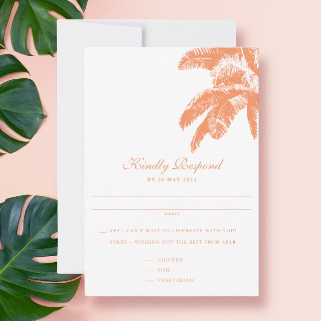 Elegant Palm Tree Tropical Wedding RSVP Card (Creator Uploaded)