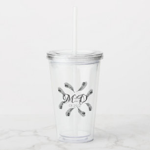 Elegant Palm Tree Wedding Couples Anniversary Acrylic Tumbler