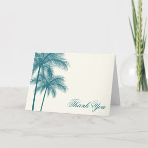 Elegant Palm Trees Teal Ecru Thank You