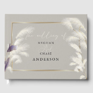 Elegant Pampas Grass Amethyst Anthurium Guest Book