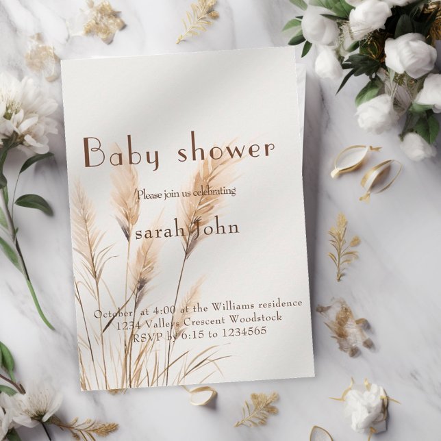 Elegant Pampas grass Baby shower  Invitation (Creator Uploaded)