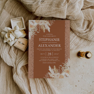Elegant Pampas Grass Floral Wedding Invitation